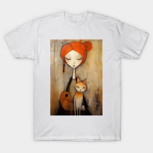 Girl and Cat 2 T-Shirt